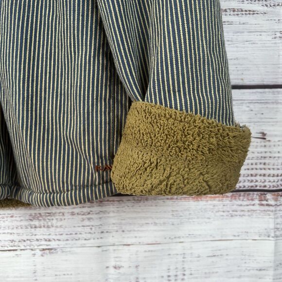 Kavu Sherpa Lined Hickory Railroad Stripe Chore Coat XXL Workwear Shirt Jacket - Picture 4 of 15